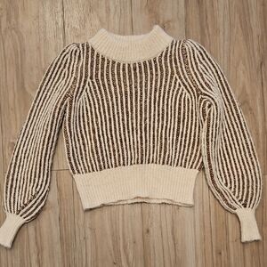 HYFVE Cream and Brown Striped Sweater